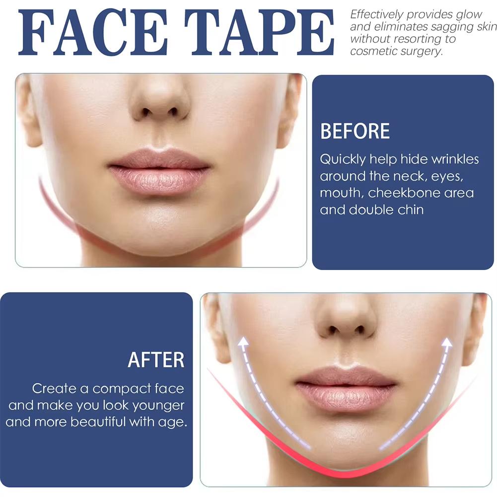 Portable Facial Lifting Strips 60pcs Ingredient Safety Anti Aging Patches Waterproof Elastic Breathable for Face Forehead Neck