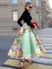 Floral Print Midi Skirt for Women Summer Vacation Style Pink A Line Skirt High Waist Elastic Waist Skirt Casual Office Wear