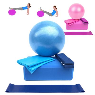 5Pcs Yoga Ball Kits and Sets for Beginner Yoga Blocks Resistance Bands Loop Pilates Pull Rope Stretching Strap Fitness Equipment