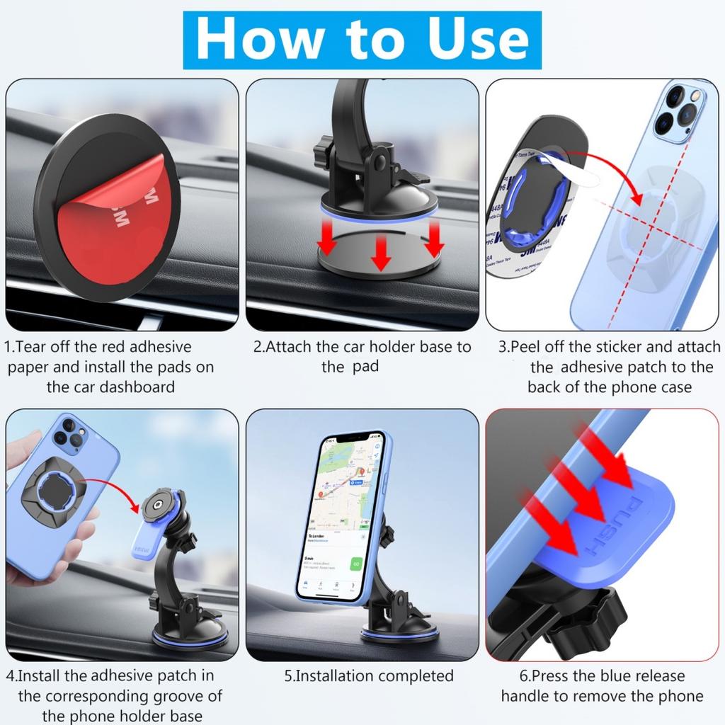 New Car Phone Holder Snap on Multifunctional Holder with 360 degree Rotation Dual Spring Band Hidden Parking Number Plate