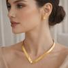 Metallic Finish Choker Necklace Gothic Irregular Earrings Torque Collar Punk Jewelry Set  Festival