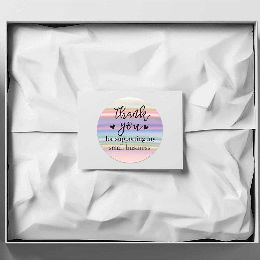 500pcs Colorful Rainbow Laser Thank You Purchase Stickers for Commercial Decoration