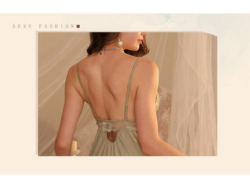 Elegantes Damen Sommer-Camisole-Kleid & Nachthemd-Set mit Spitzenbesatz und Brustpolstern