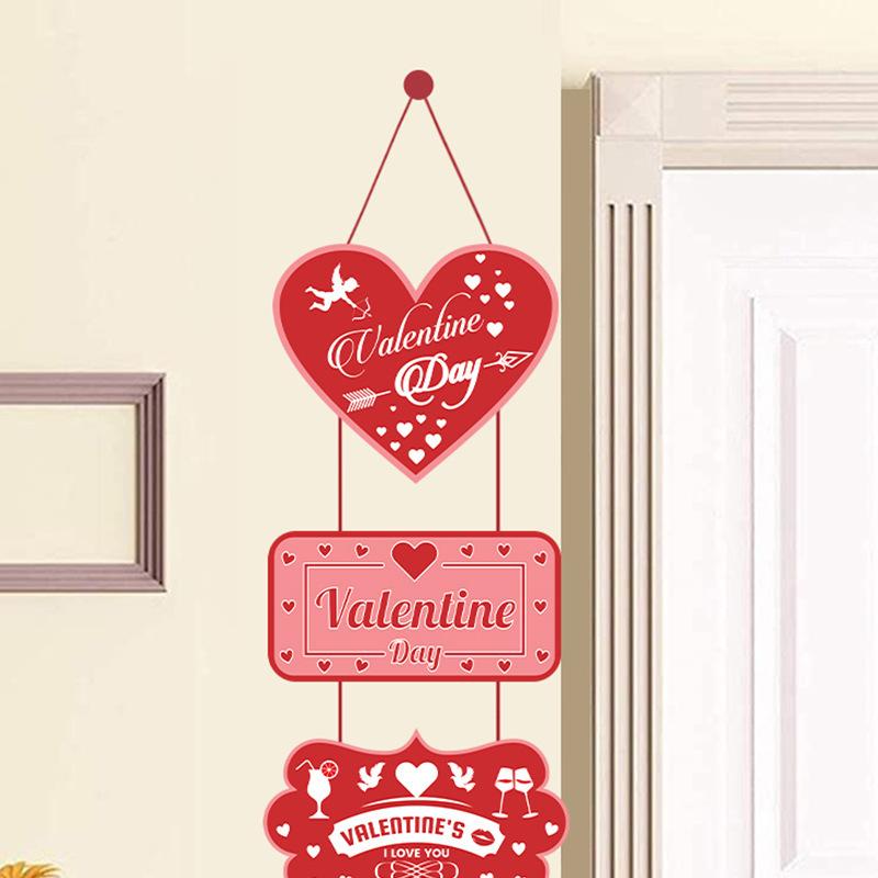 2pcs/set, Valentine's Day Decoration Door Hanging Banner, Home Decorat Couplet Door Curtain, Valentine's Day Decorat, Valentine's Day Door Decorat