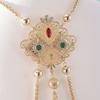 Ethnic Style Colorful Body Chain Jewelry, Rhinestone Inlaid Alloy Hollow Pattern Shoulder Chain,  Women's Wedding Bridal Body Chain Jewelry Dress Up A