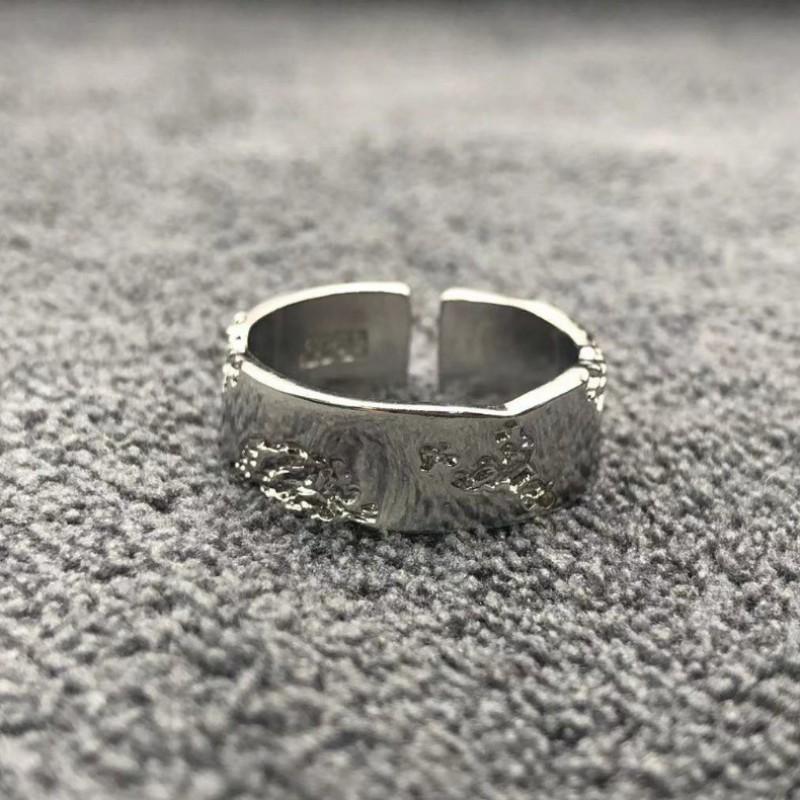 Adjustable Open Ring Women Men Geometric Broken Texture Minimalist Dark Chic Plated Copper Jewelry