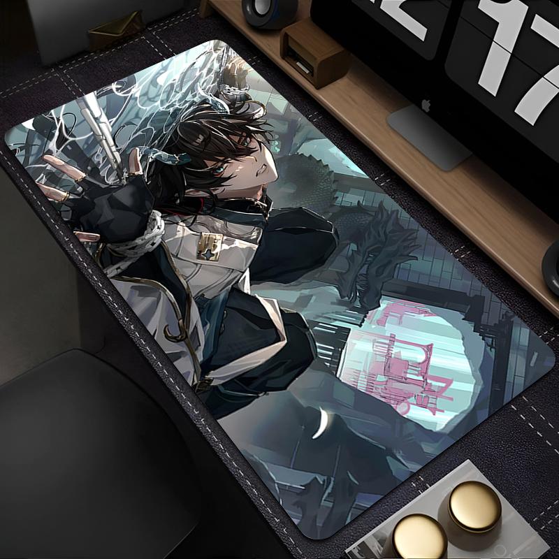 Large Gaming Mouse Pad Antislip Desk Mat Stitched Edges Stylish Aqua Fantasy Anime Print Smooth Surface for PC Laptop