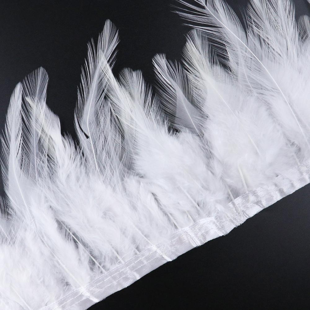 1 Meter Colorful Chicken Feather Tassel Decorated On Tape Chicken Feather With Sewing Fly Dress Lace Decoration