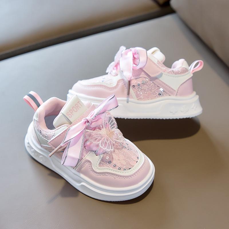 Girls' Bowknot Skate Shoes - Stylish Spring & Autumn Casual Sneakers for Little & Medium Children