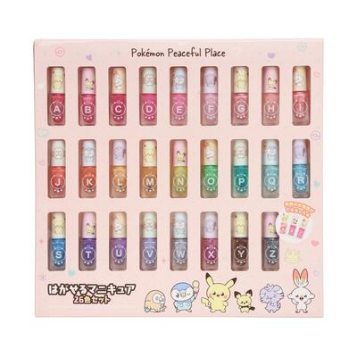 Shobido Pokemon PokePeace Peel-Off Nail Polish 26-Color Set with Alphabet Letters - Pokemon Peel-Off Nail Polish