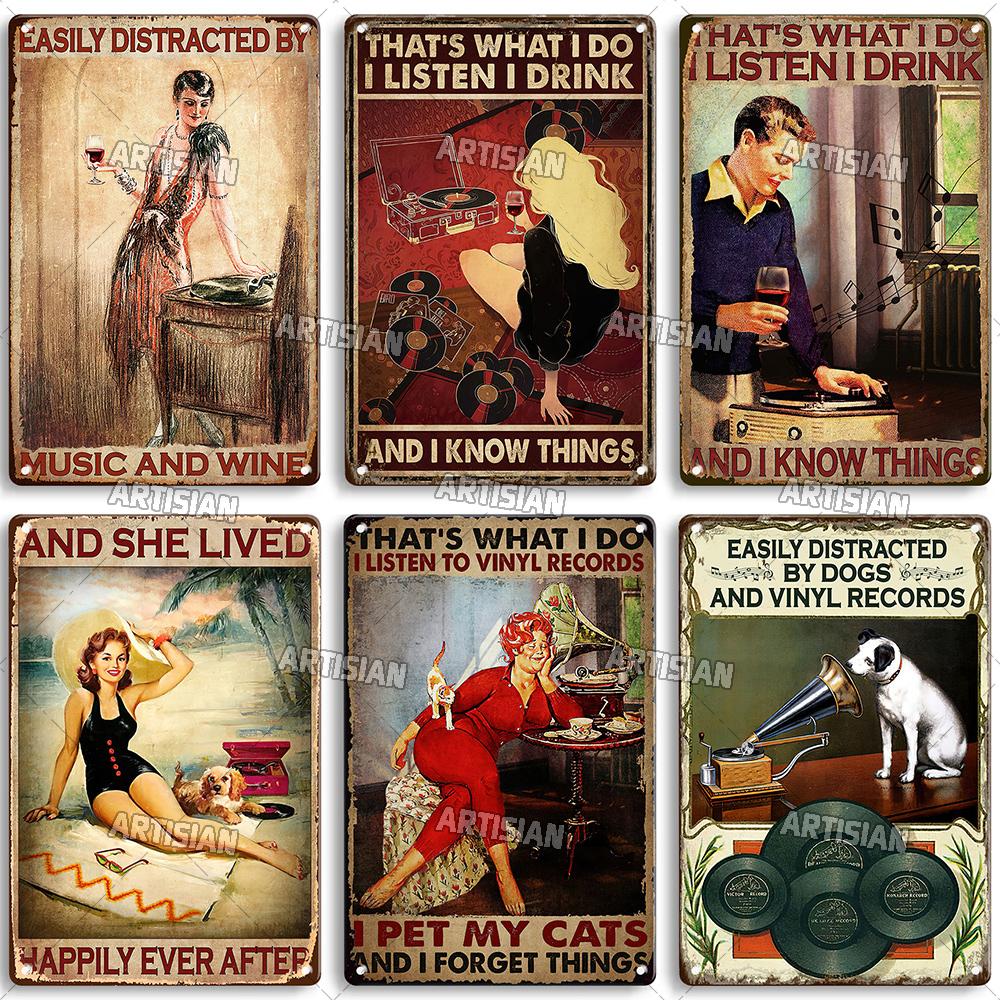 Artisian Music Metallschild Vinyl Blechposter Instrument Dekorative Platte Wanddeko Garage Bar Pub Club Hotel Café Küche Zuhause