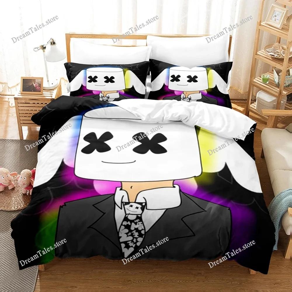 Exquisite 3D DJ Marshmello Wallpaper Print Bedding Set Duvet Cover Comforter Bed Youth Kids Girls Boys Gift Home Textileextile