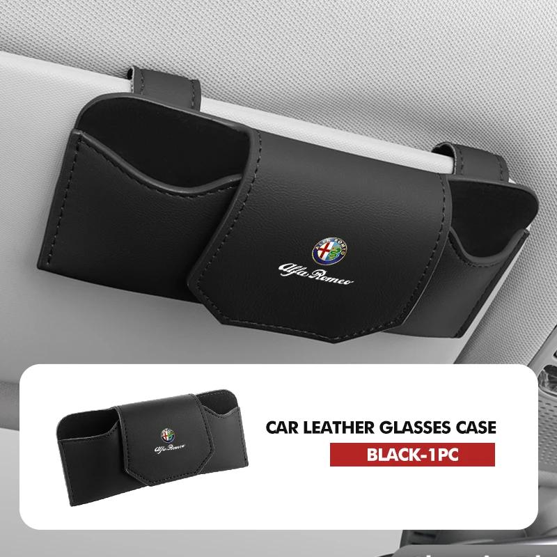 Para Alfa Romeo 2026 Pegatina Caliente Para Visera de Coche Alfa Romeo Gafas Cuero Resistente al Desgaste Gafas de Sol Caja Protectora Giulietta