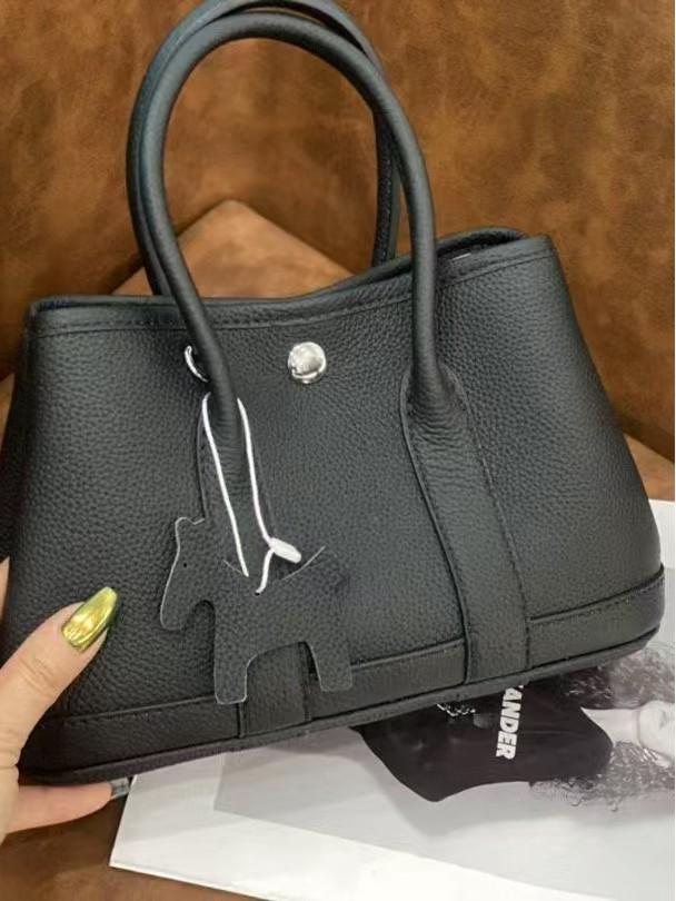 Women's Genuine Cowhide Leather Garden Tote - Large Capacity Bucket Shoulder Bag