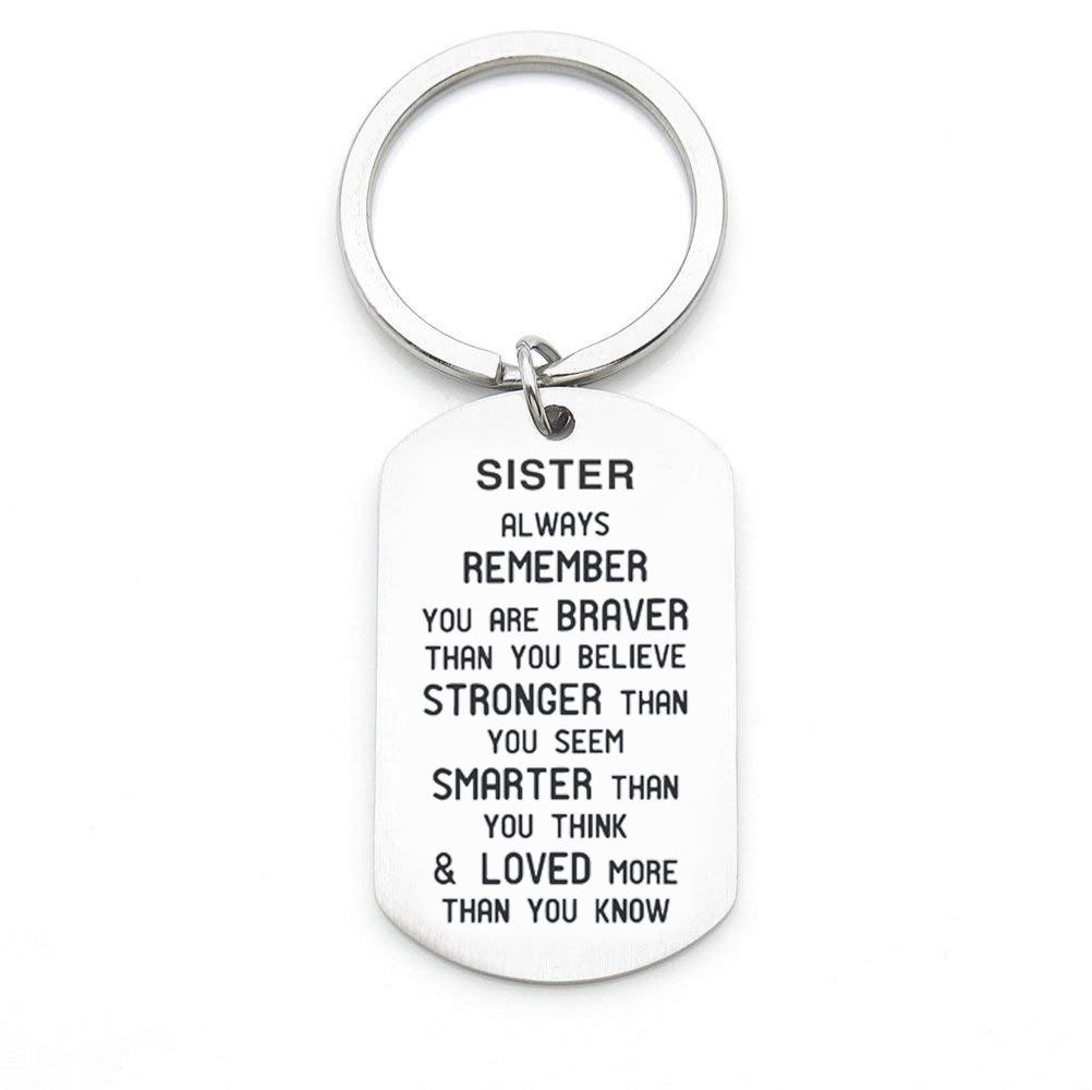 And Brother Trendy Sister Remember You Are Brave Titanium Steel Key Chain