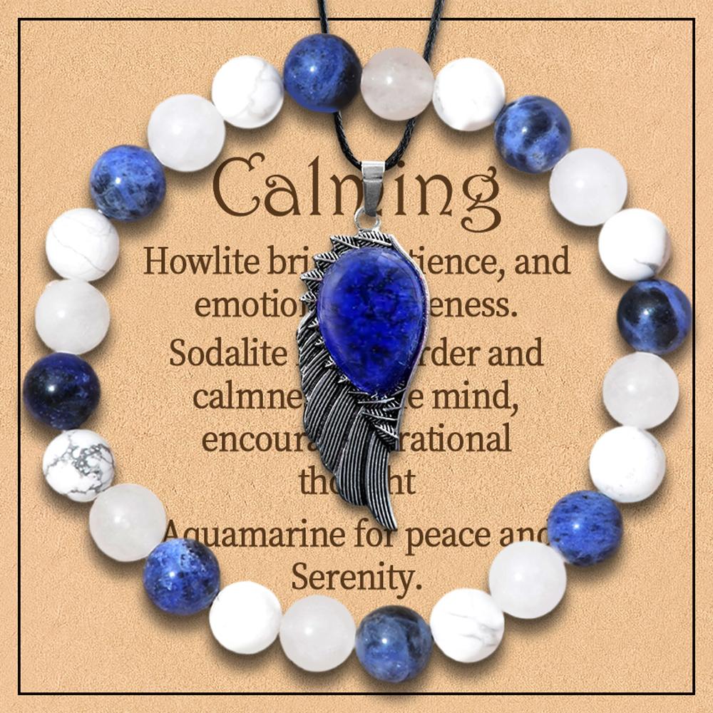 2 Piece Stylish Jewelry Set, Balancing Mood Bracelet Sodalite and Aquamarine Beaded Bracelet for Any Occasion