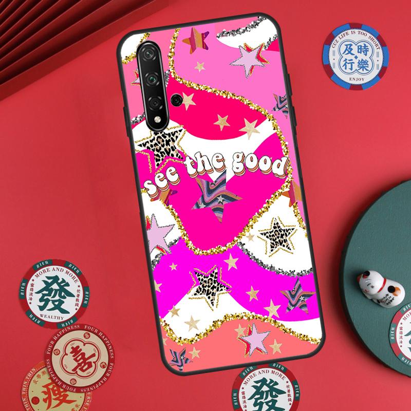 preppy stars lightning pink For Huawei Nova Y73 Y72 Y90 Y70 Y60 Y91 Y61 12s 12i 11i 8i 9 10 SE P40 Lite P60 P30 Pro Case