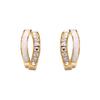 Exquisite White Enamel Rhinestone C-Shape Double-Layer Stud Earrings In 925 Silver for Women