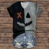 Moda Donna Casual Manica a Tre Quarti Lettere di Halloween, Top con Stampa Faccia