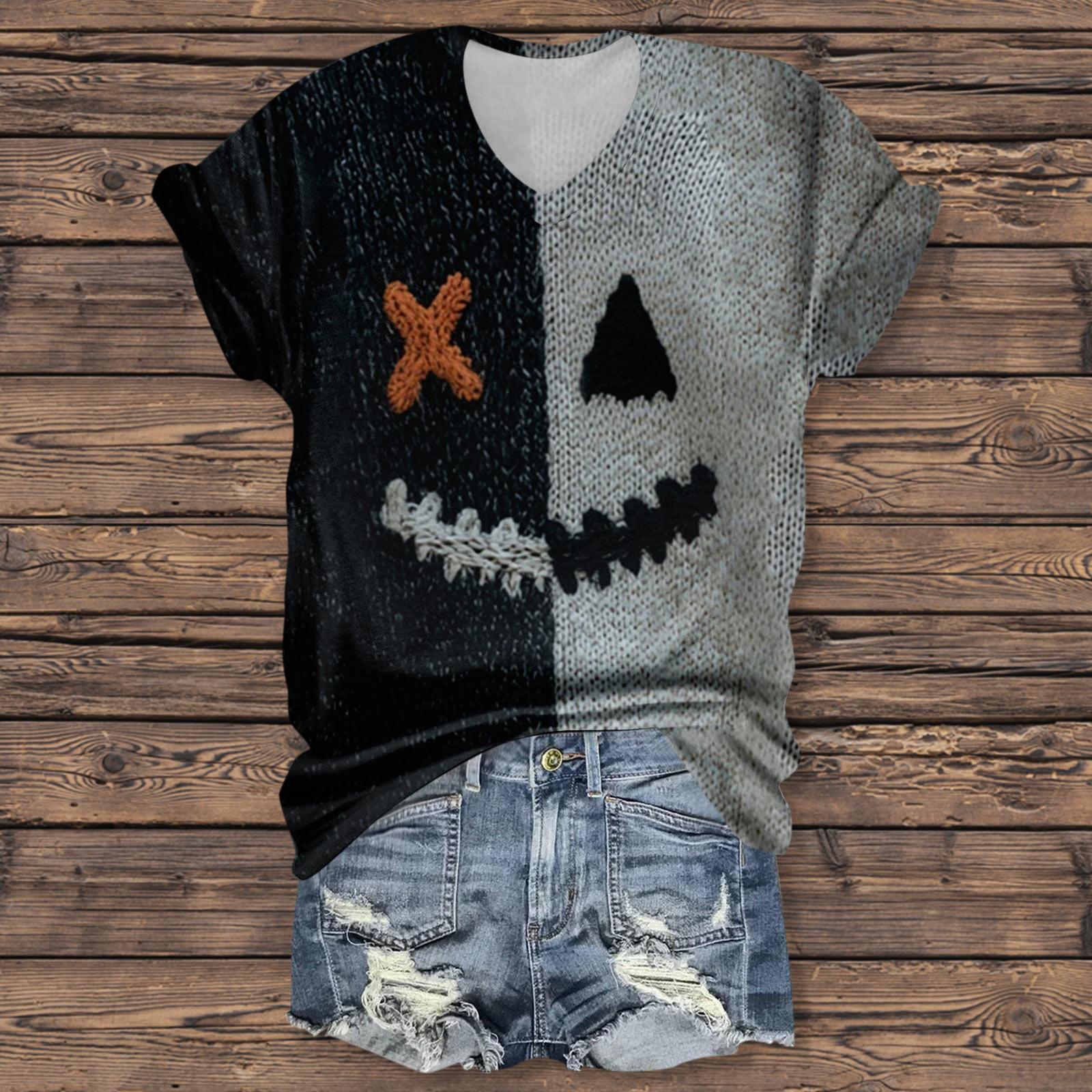 

Женская мода повседневная рубашка с рукавом три четверти и принтом букв на Хэллоуин M