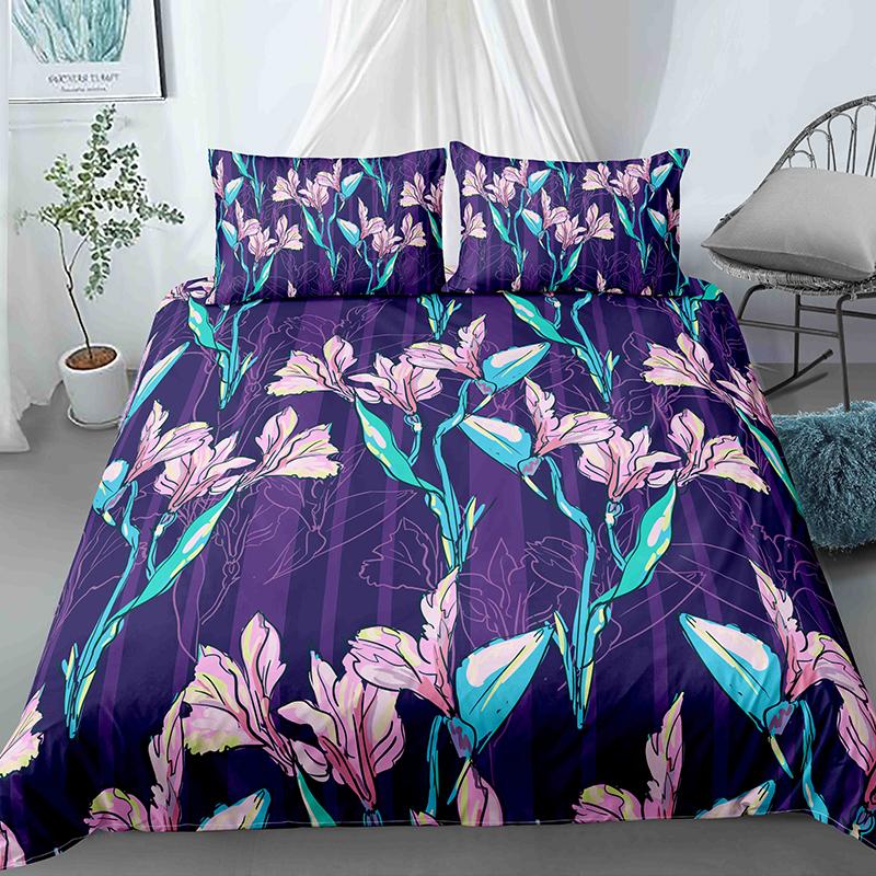 Цветочный узор пододеяльник комплект наволочек постельное белье комплекты Twin/Queen/King — фото 3