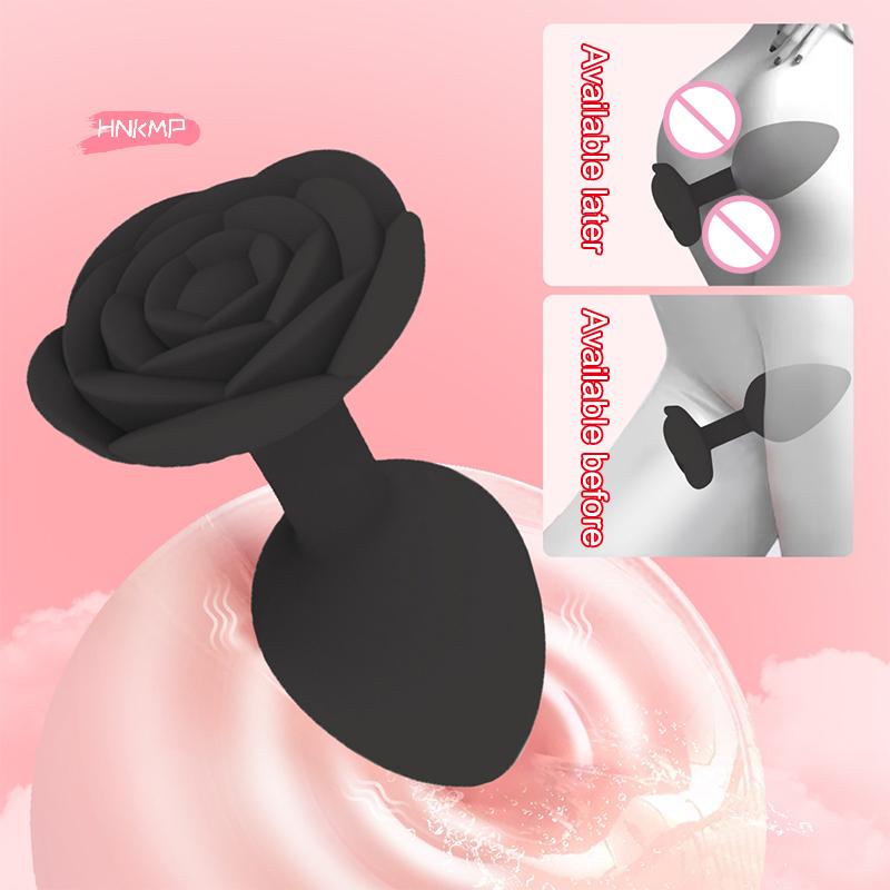 Rose Silicone Anal Plug Set of 3 Sizes Prostate Massager Butt Plugs Stimulator for Couples Men Women Anal Trainer Sex Toy