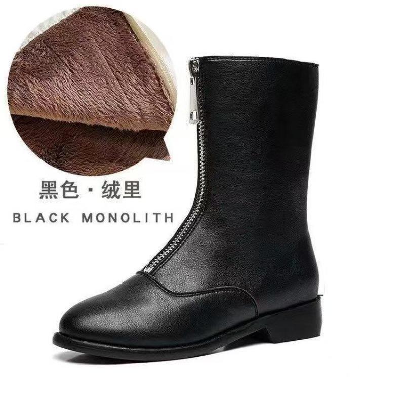 Martin boots women's boots soft leather soft sole autumn and winter new thin boots front zipper thin flat women's boots