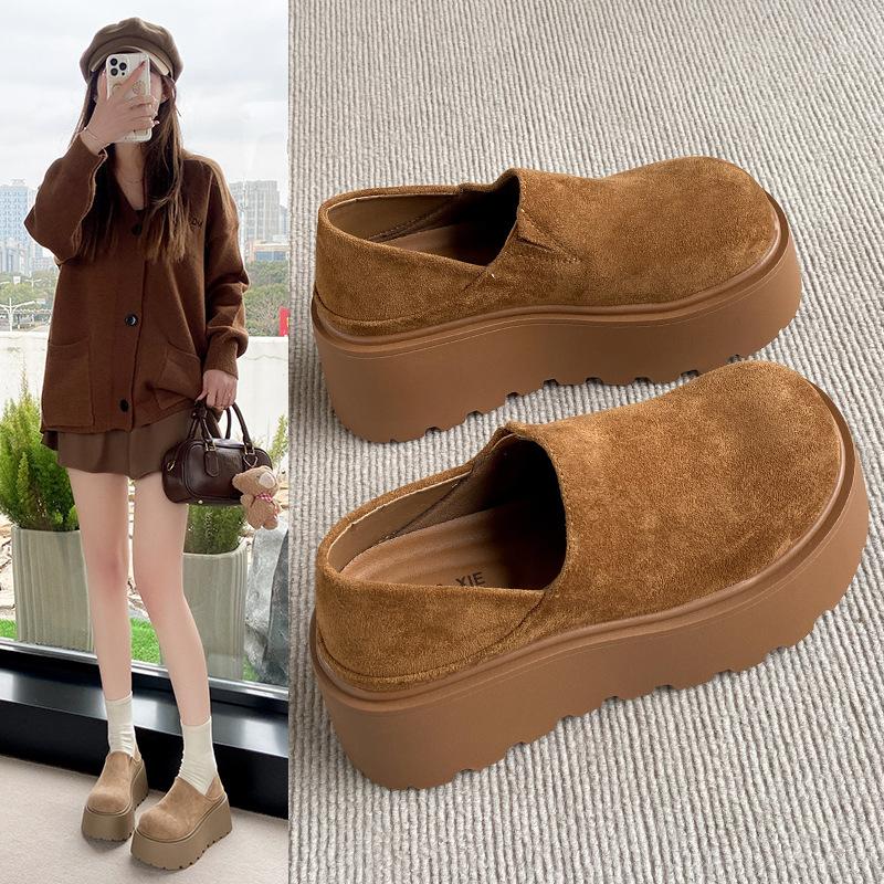 Thick-soled heightening Birkenstocks one-pedal single shoes women's 2025 new spring and summer small women's shoes Boken shoes loafers