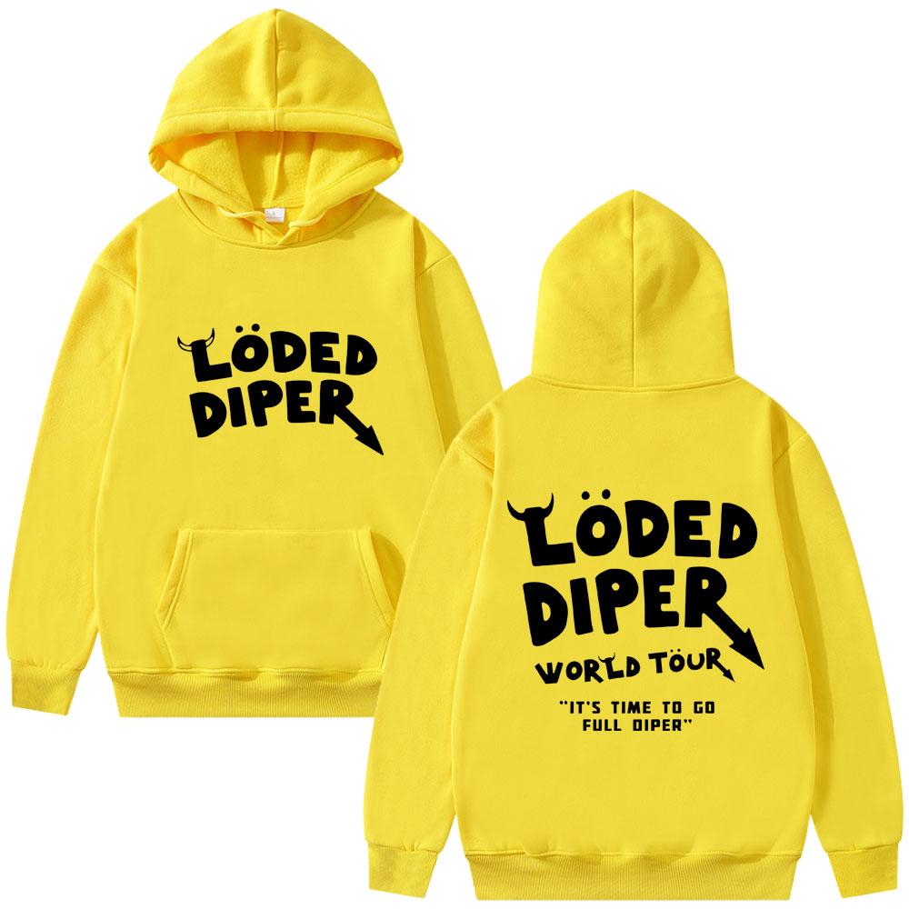 Loded Diper World Tour Hoodie Men Women Clothing Vintage Rock Oversized Streetwear Men's Casual Fleece Hoodies