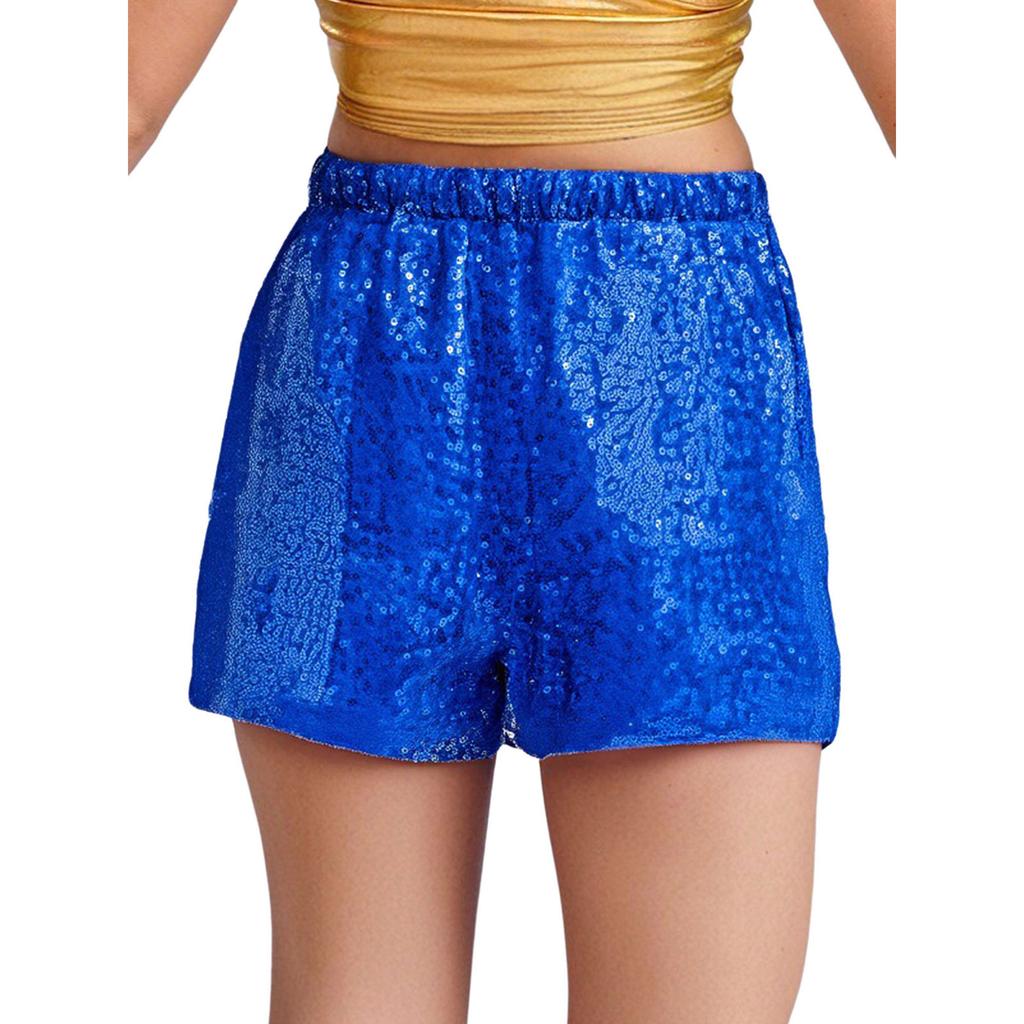 Girls Sequined Dance Shorts Elastic Waist Shiny Sequins Jazz Performance Cheerleading Competition Bottom