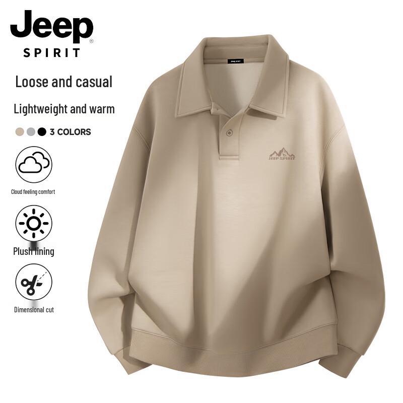 

JEEP SPIRIT Men s Fleece Pullover Sweatshirt with Lapel Collar 2XL
