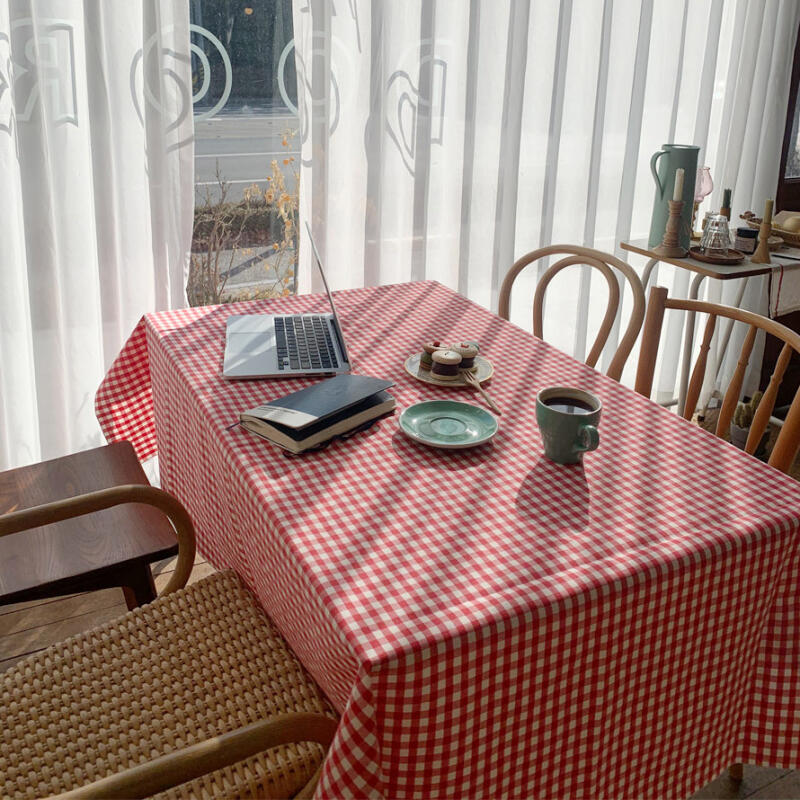 Gingham Check Waterproof Tablecloth 4-Person M pink