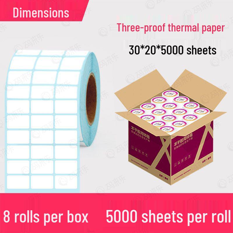 Thermal Adhesive Label Paper - Waterproof 40x30mm, 50-80, 100x100x150