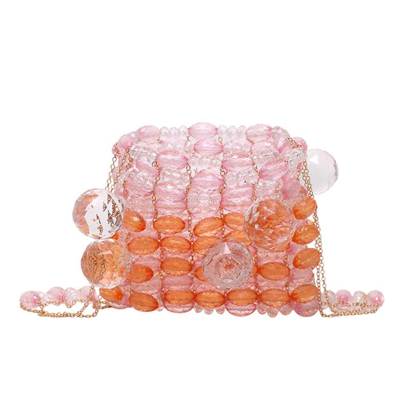 

Міні маленька сумка літо 2025 лісова дівчина особистість іноземний стиль плечовий ланцюжок акрилові намистини плетена сумка тренд рожевий