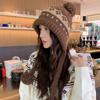 Elastic Thermally Fleece Hat Nordic Pattern Lightweight Cold Weather Headwear Elastic Winter Beanies For Travel