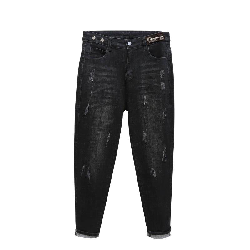 Padded and Thickened Plus Size Jeans Harem Pants Women's Fall Elastic High Waist Casual Pants Jeans with Carrots Comfort Waist Pants