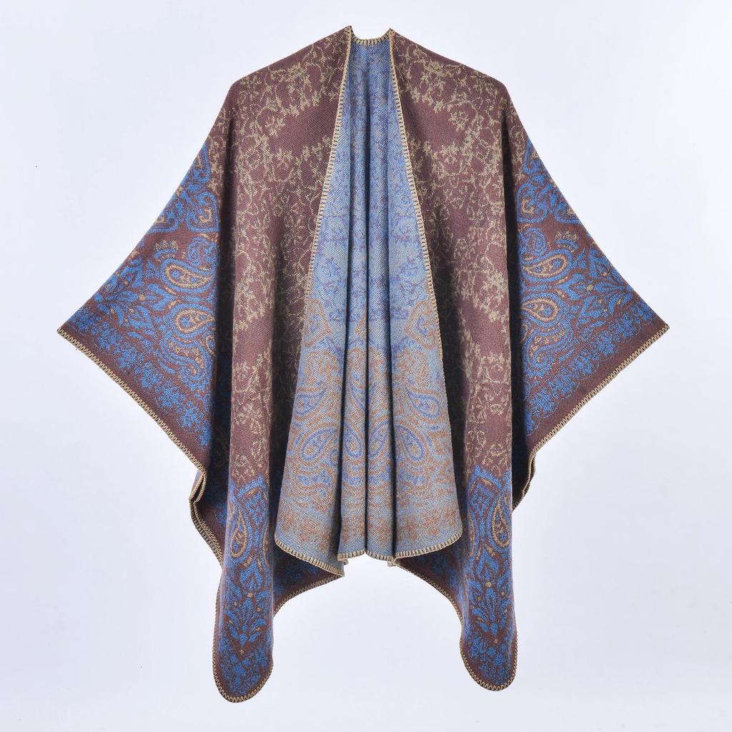 Ethnic Retro Paisley Travel Shawl: Thick European-American Fashion Cloak Scarf
