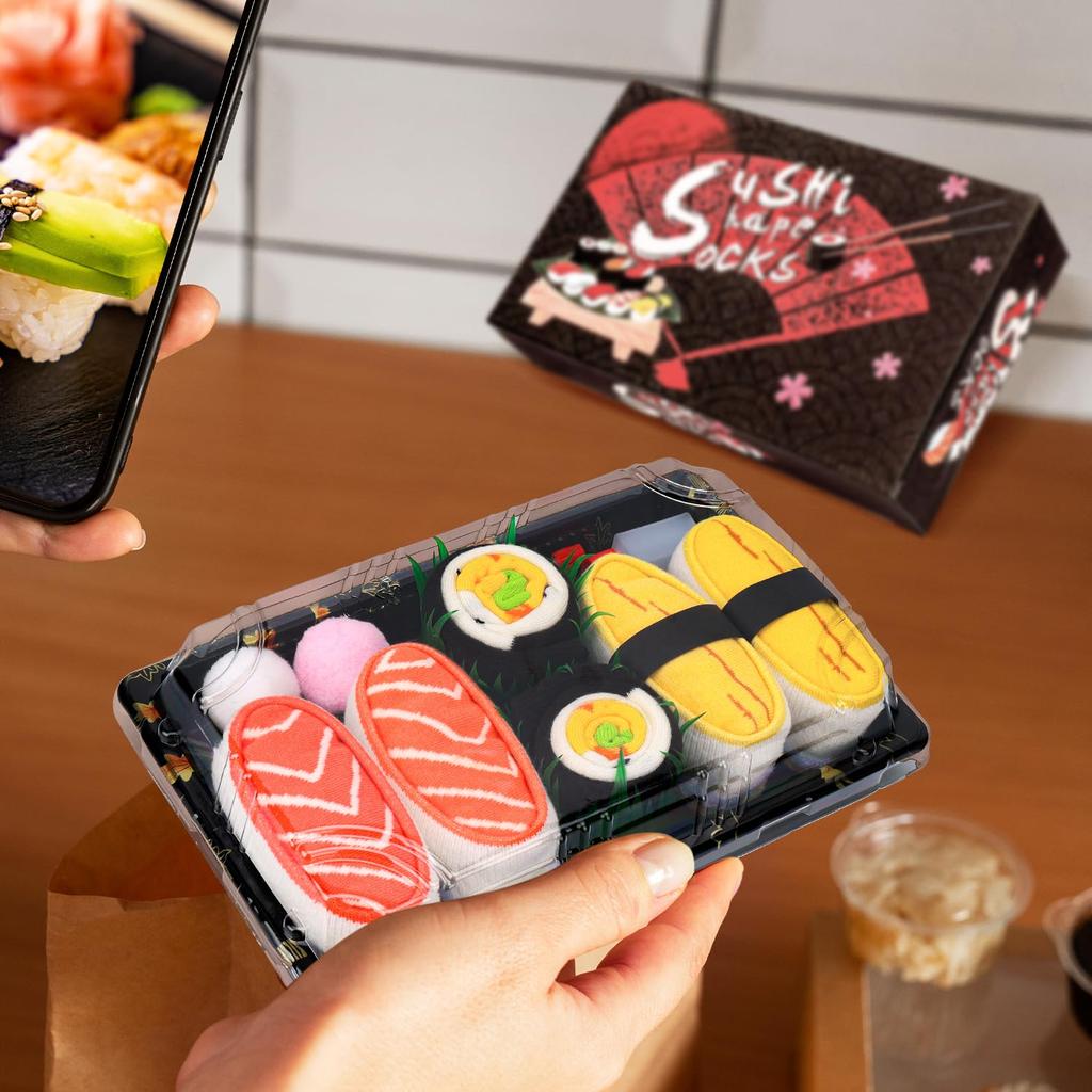 Calcetines AGRIMONY Caja de Sushi para y Niños Regalo Divertido para Hombres y Perfecto para y Lindo y Elegante Conjunto de Algodón con Cuello Redondo de Hombres, Mujeres, - Mujeres, Día del Padre,
