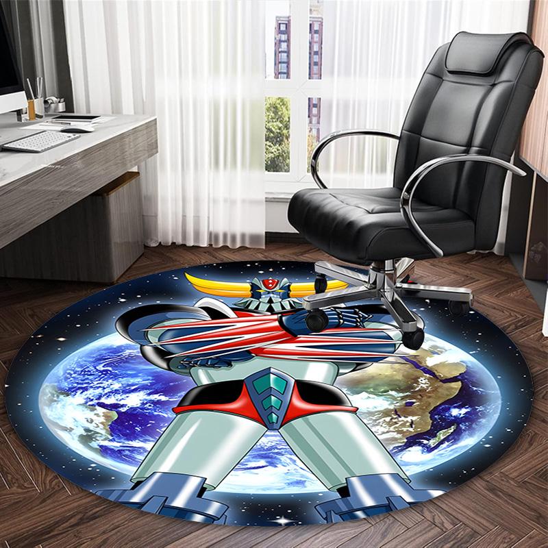 1pc UFO Robot Grendizer7 Print Round Carpet Chair Round Carpet Suitable for Bedroom Living Room Home Decorative Carpet