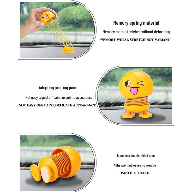 Spring Bobblehead Emoji Car Dashboard Ornament