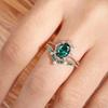 European & American Style Green Zirconia Gold-Plated Engagement Ring Set - 2-Piece Women's Jewelry Bestseller