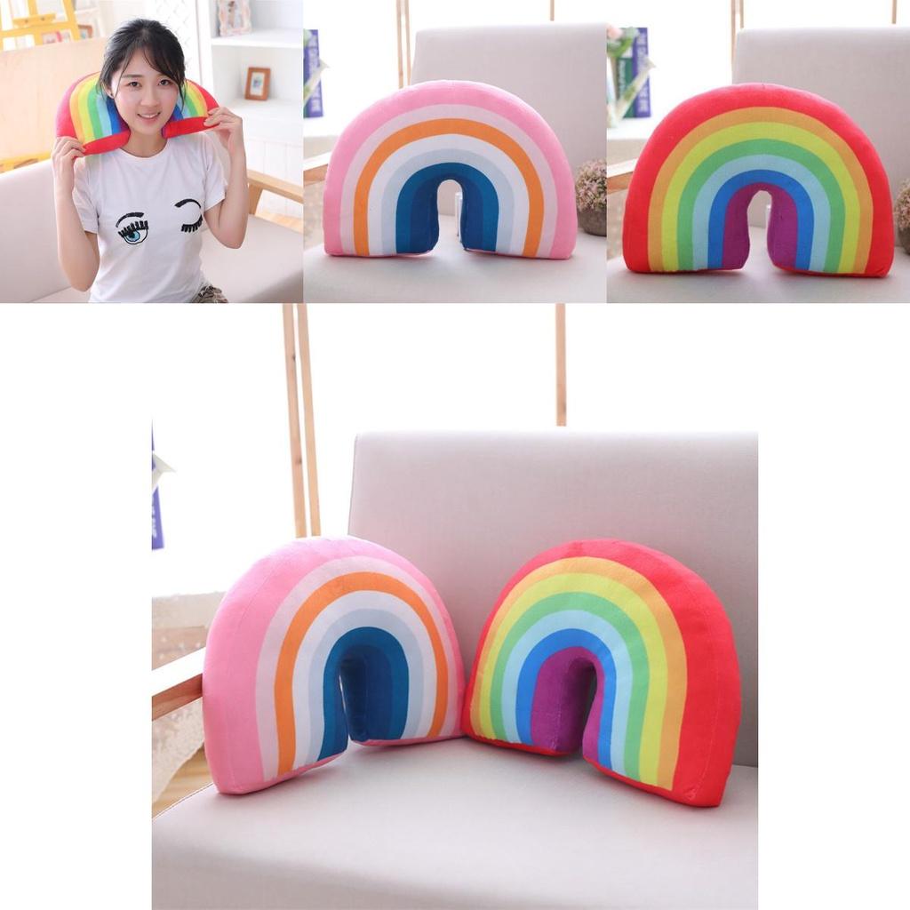Soft Plush Rainbow Shaped Pillow For Cozy Sleep And Playtime Comfort Gift