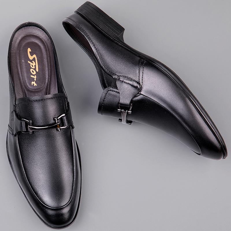 Nuovi Mules in Vera Pelle Scarpe da Uomo Mezze Scarpe da Uomo Pantofole di Marca di Lusso Mocassini da Uomo Scarpe Casual Calzature Maschili Traspiranti