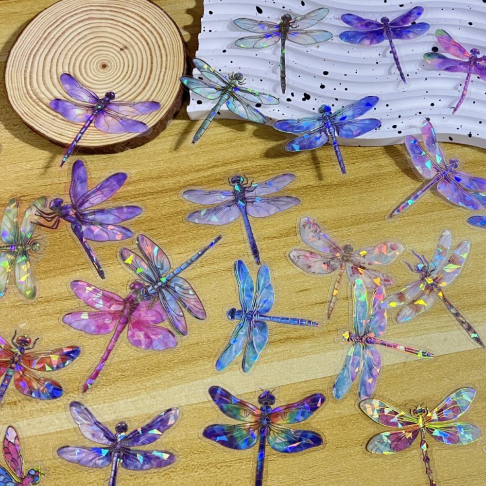 Transparent Laser Shining Dragonfly Stickers Waterproof Decals For Phone Laptop Water Bottle Room Decoration Sticker