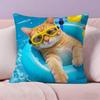 Funny Anime Cat&Dog Pillow Case Anti-dustmite Pillowcase Invisible Zipper Silky Short Plush Sofa Cushion Cover