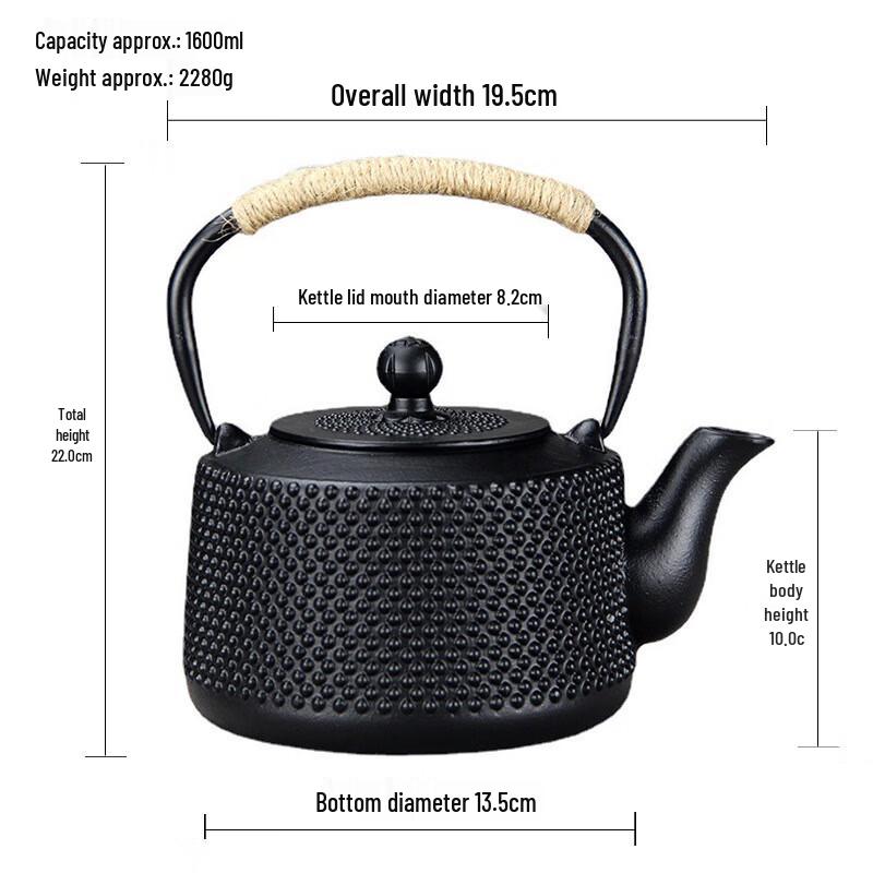 Pabei 1600ml Cast Iron Tea & Water Kettle