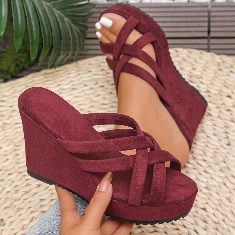 Fashion Women Sandals Summer Shoes Slope Heel New Thick Platform Soled Slippers Anti Slip Fashionable Women Cool Women Wedge Sandals