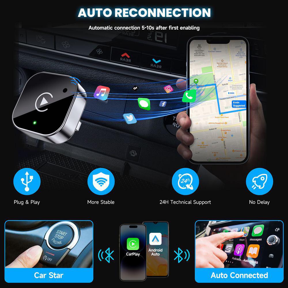 Wireless CarPlay Box Adapter: Seamless Android & iPhone Compatibility, No Delay