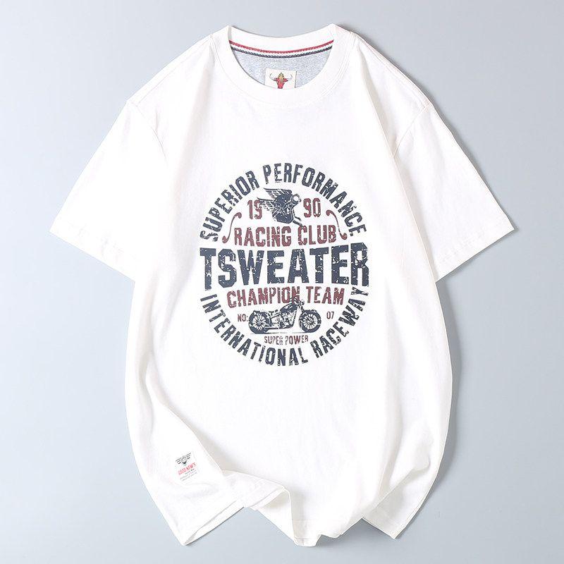 Soft and Comfortable! Exported Quality, Label-Cut, Pure Cotton Printed Short-Sleeve T-Shirt for Men, Loose Fit, Casual Round Neck Base Shirt