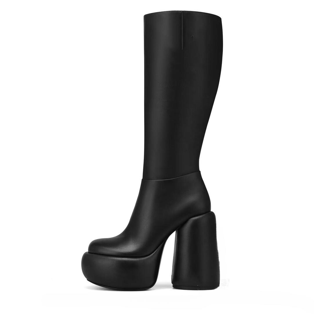 

Модный бренд Минималистичные Модные Однотонные Сапоги до колена 2024 Европейская Американская Мода Вечеринка Осень Зима Женские Сапоги 34-43 34